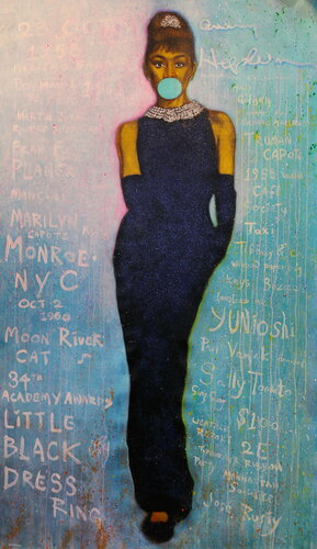 Michael Andrew Law — Untitled (Audrey Hepburn) — Sparkling Expressive : What If Julian Schnabel goes Pop with Old Masters Art