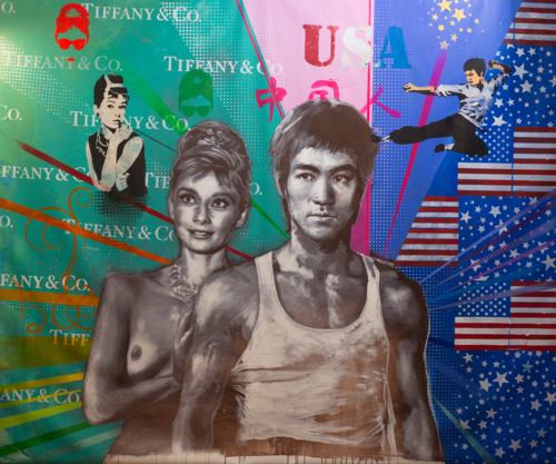 Michael Andrew Law — Untitled (Bruce Lee and Audrey Hepburn) — Exquisite Maximalism Pop | Maximalist Pop Art