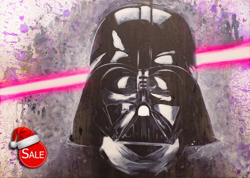 Michael Andrew Law — Untitled (Darth Vader with Lightsaber) — Monochrome Canvas Paintings
