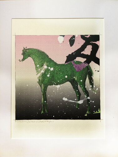 Michael Andrew Law — Untitled (George Stubbs : HORSE ) — Unique Overpainted Wax-Pigment Lithographs ( Signed Art Edition )
