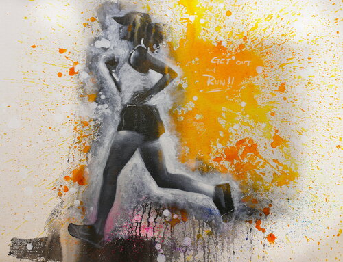 Michael Andrew Law — Untitled (Get out and Run !) — Monochrome Canvas Paintings