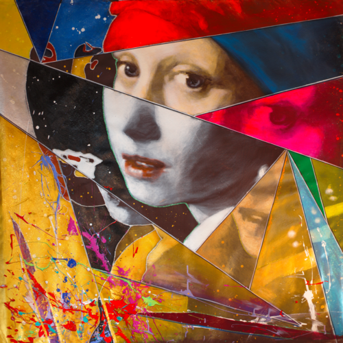 Michael Andrew Law — Untitled (Girl with A Pearl Earring - Modern Day Roy Lichtenstein) — Modern Day Roy Lichtenstein Ben Day Dots Paintings