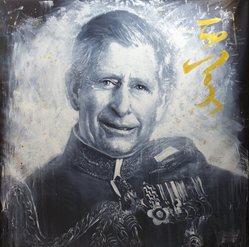 Michael Andrew Law — Untitled (Hong Kong Love Charles, Prince of Wales) — Monochrome Canvas Paintings