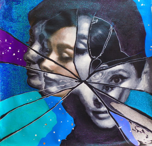Michael Andrew Law — Untitled (I Love Audrey Hepburn - Holly Golightly) II — Monochrome Canvas Paintings