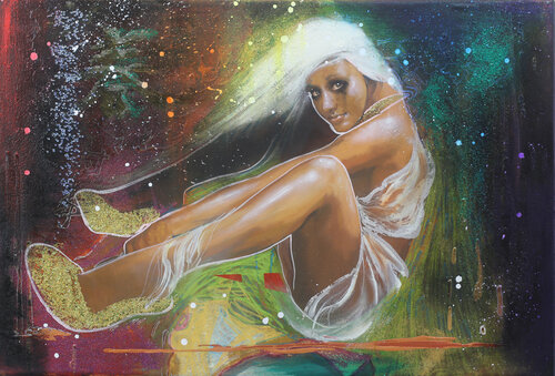 Michael Andrew Law — Untitled (In this world full of pain but someone's calling your name) — Colorful Canvas Paintings