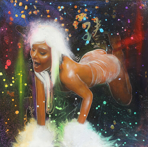 Michael Andrew Law — Untitled (In this world full of pain but someone's calling your name) — Colorful Canvas Paintings