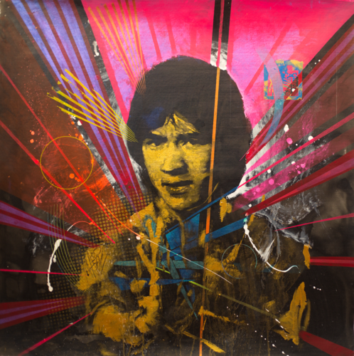 Michael Andrew Law — Untitled (Jackie Chan and Toon girl pop painting) — Monochrome Canvas Paintings