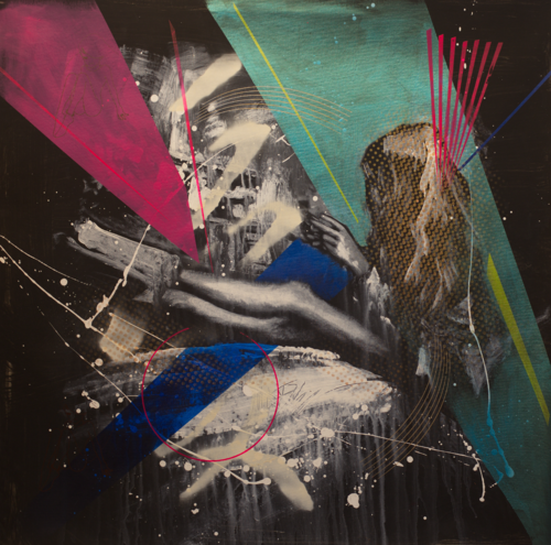 Michael Andrew Law — Untitled (Kristina Pimenova Instagram controversy - Modern Day Lichtenstein Ben Day dots) — Monochrome Canvas Paintings