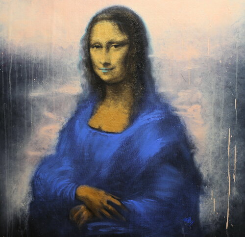 Michael Andrew Law — Untitled (Lisa in Gold and Blue) — Monochrome Canvas Paintings