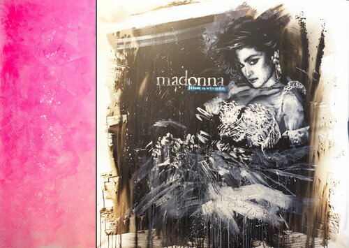 Michael Andrew Law — Untitled (Madonna Like a virgin and Pink Ben Day Dot) — Monochrome Canvas Paintings
