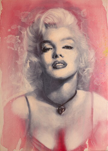 Michael Andrew Law — Untitled (Marilyn Monroe wearing 24-Carat 'Moon of Baroda' Diamond) — Monochrome Canvas Paintings