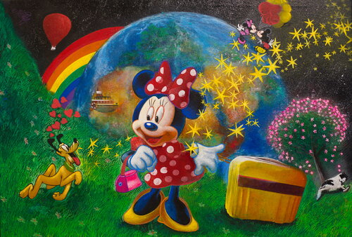 Michael Andrew Law — Untitled (Minnie Mouse and Pluto) — Colorful Canvas Paintings