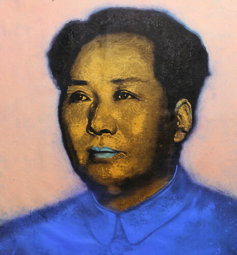 Michael Andrew Law — Untitled (RMB in Gold and Blue) — Monochrome Canvas Paintings