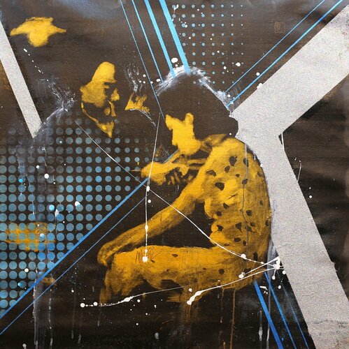 Michael Andrew Law — Untitled (Ruan Lingyu - Modern Day Roy Lichtenstein with Ben Day Dots) — Monochrome Canvas Paintings