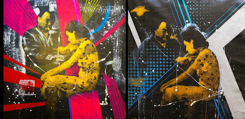 Michael Andrew Law — Untitled (Ruan Lingyu - Modern Day Roy Lichtenstein with Ben Day Dots) — Monochrome Canvas Paintings