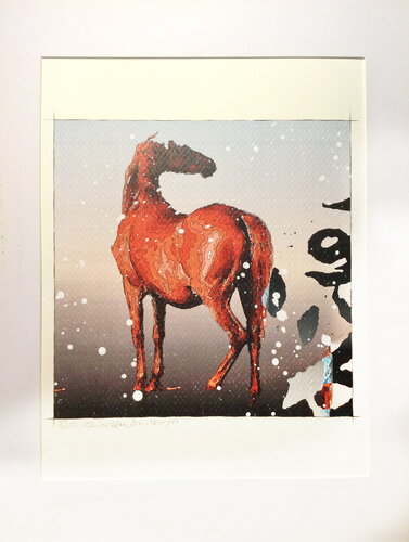 Michael Andrew Law — Untitled (Stubbs Horse) — Unique Overpainted Wax-Pigment Lithographs ( Signed Art Edition )