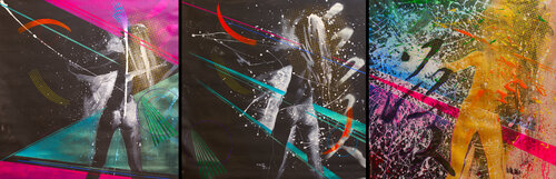 Michael Andrew Law — Untitled (The violin is my mistress - Modern Day Lichtenstein Ben Day dots) — Modern Day Roy Lichtenstein Ben Day Dots Paintings