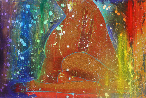 Michael Andrew Law — Untitled (Trapped inside this earthly prison cell) — Colorful Canvas Paintings