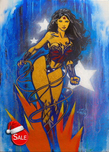 Michael Andrew Law — Untitled (Wonder Woman) — Monochrome Canvas Paintings