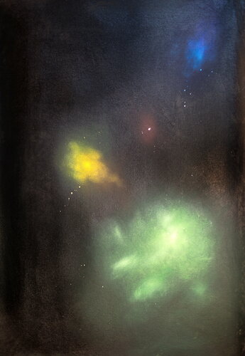 Michael Andrew Law — Twin Suns Arguing in Green — Halo Paintings