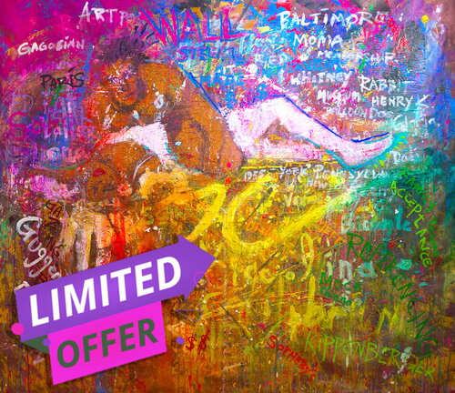 Michael Andrew Law — Untitled Art History Painting ( Jeff Koons Made in Heaven ) — Sparkling Expressive : What If Julian Schnabel goes Pop with Old Masters Art