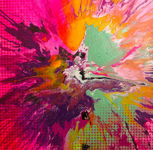 Michael Andrew Law — Untitled Ben Day Dot Abstract ( Making a painting is like playing the saxophone. You hit the note and it comes out. ) — Abstract Art