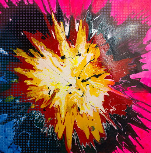Michael Andrew Law — Untitled Ben day dot abstract (Paintings are not like the Internet, They're not like movies, They're not electronic-friendly; You have to go see them, You have to stand in front of them, That's the great thing about them.) — Abstract Art