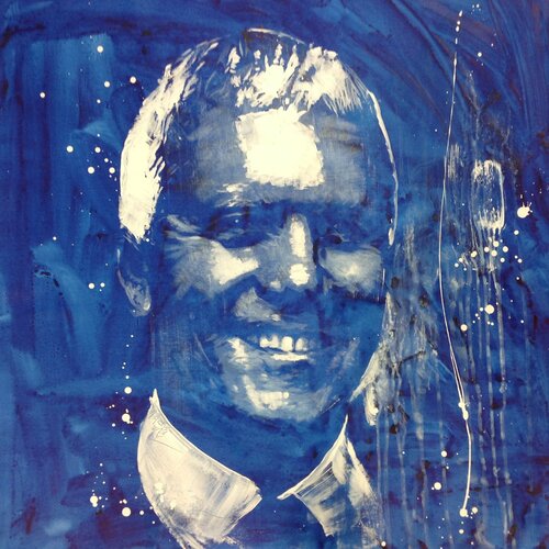 Michael Andrew Law — Untitled Blue ( Larry Gagosian Obsession ) — Monochrome Canvas Paintings