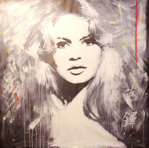 Michael Andrew Law — Untitled Brigitte Bardot Painting — Monochrome Canvas Paintings