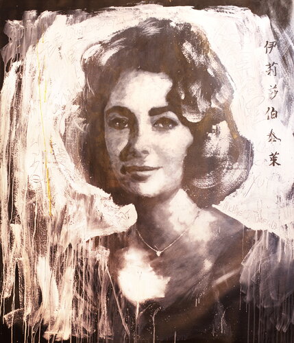Michael Andrew Law — Untitled Elizabeth Taylor painting — Monochrome Canvas Paintings
