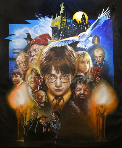 Michael Andrew Law — Untitled Harry Potter and the Sorcerer's Stone Original Painting — Exquisite Maximalism Pop | Maximalist Pop Art