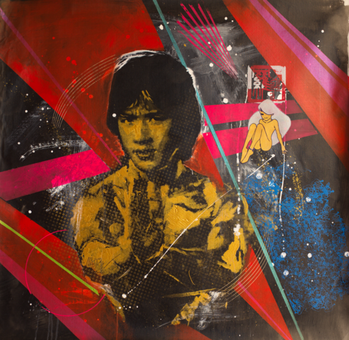 Michael Andrew Law — Untitled Jackie Chan and Toon Girl Pop Painting — Monochrome Canvas Paintings