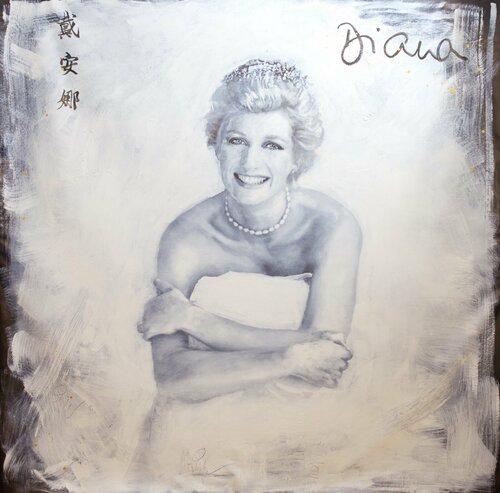 Michael Andrew Law — Untitled Princess Diana by Patrick Demarchelier — Monochrome Canvas Paintings