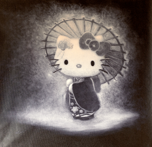 Michael Andrew Law — Untitled Sketch (Hello Kitty by Yuko Shimizu) — Monochrome Canvas Paintings