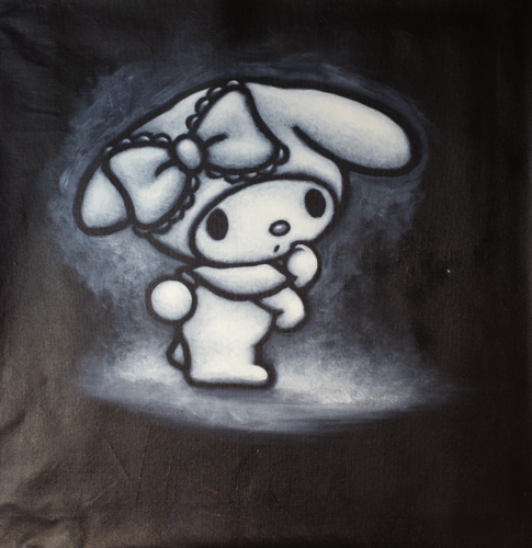 Michael Andrew Law — Untitled Sketch (My Melody of Sanrio) — Monochrome Canvas Paintings