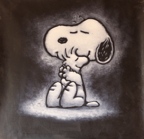 Michael Andrew Law — Untitled Sketch (Snoopy by Charles M. Schulz) — Monochrome Canvas Paintings