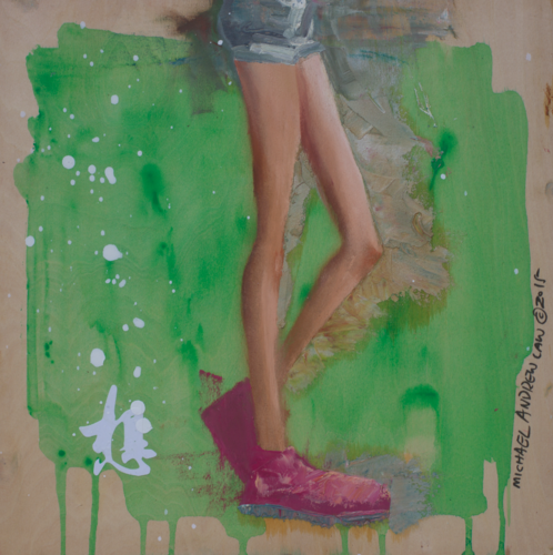 Michael Andrew Law — Untitled Wood Concept Art ( Long Legs Girl Next Door with snowing ) — Classical Crossover : Cute & Fine Art
