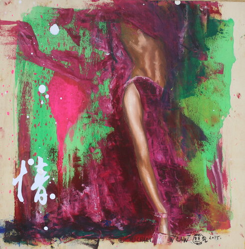 Michael Andrew Law — Untitled Wood Concept Art ( Red Dress Winter Snowing ) — Classical Crossover : Cute & Fine Art