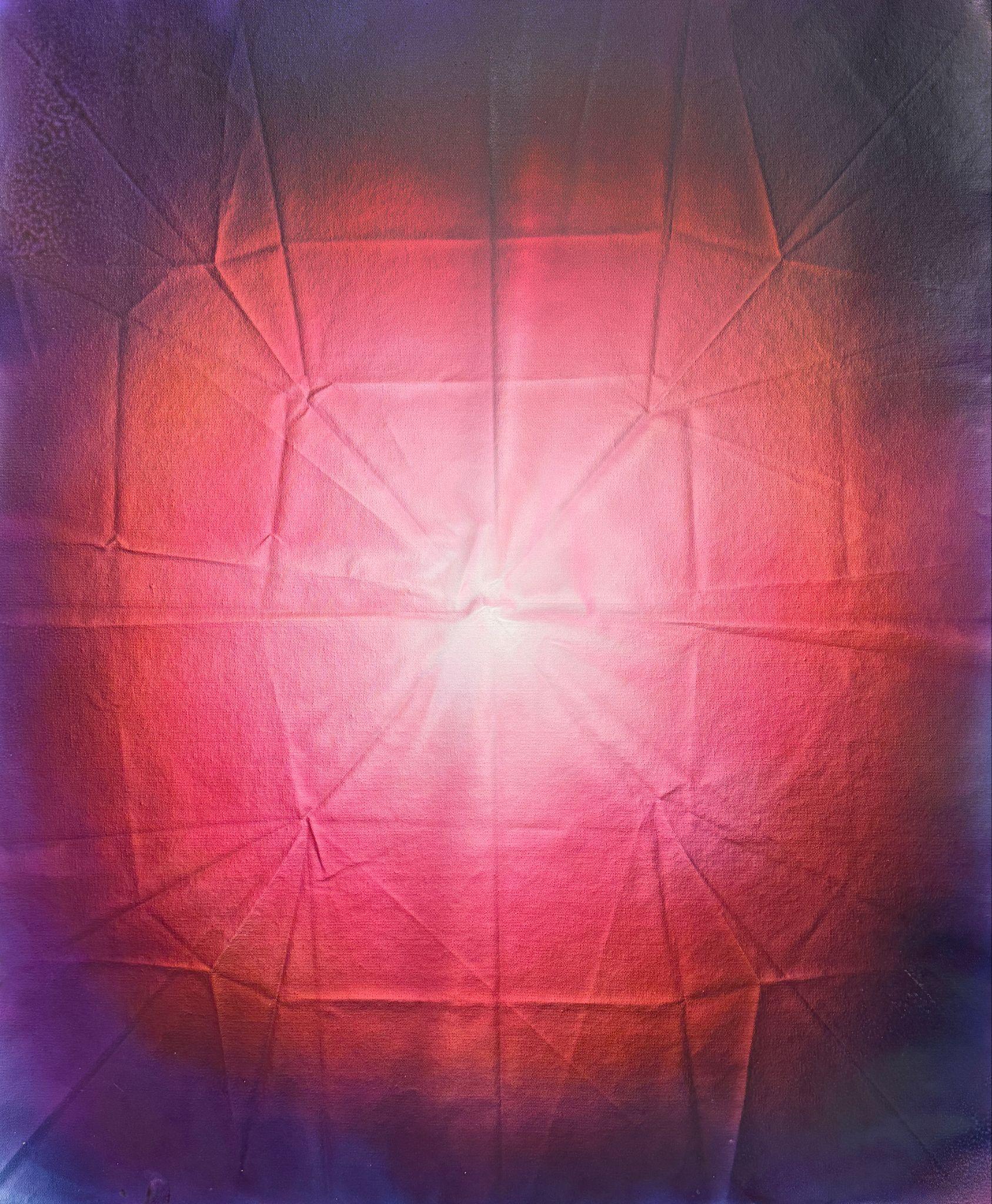 Michael Andrew Law — Geometric Heart in Magenta Glow — ChiaroFabric (When Chiaroscuro Sleeps in Fabric) 光影織語