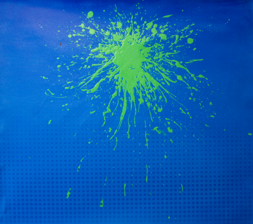 Michael Andrew Law — Verdant Hues and Azure Blues (Blue and Green Ben Day Dots) — Abstract Art